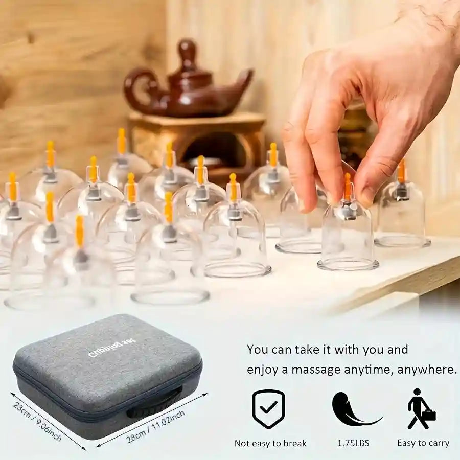 Cupping Therapy Set: 24-Piece Vacuum Massage Kit for Deep Tissue Relief Eye Massage Instrument Tidesmit