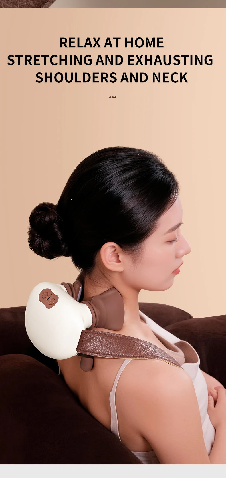 Electric Neck and Shoulder Massager - Deep Tissue Heat Therapy Device Massage Cushion Tidesmit