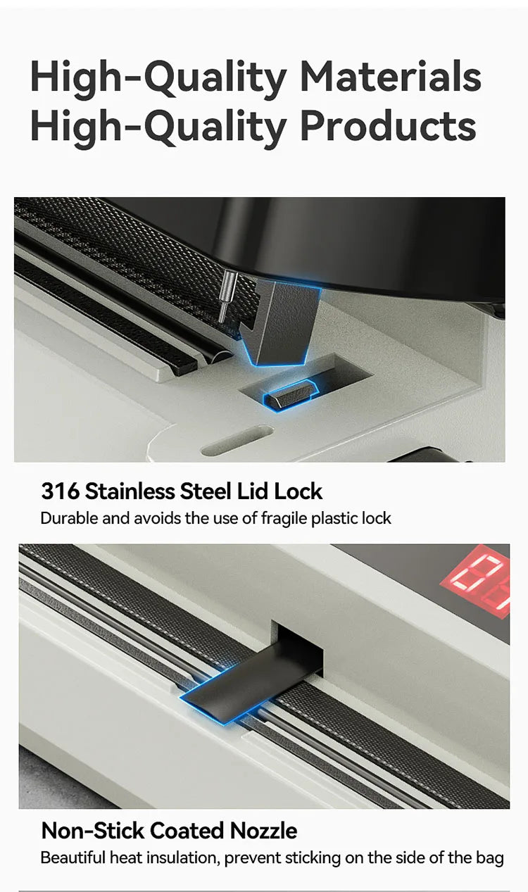 Vacuum Packaging Machine for Food Plastic Bags Sealer Sealing Machine Mylar Bags Kitchen Packer Automatic Manual Modes Home Appl