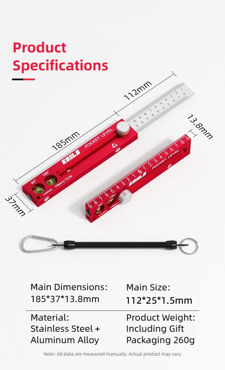 TINSOL Multi-functional Magnetic Marking Ruler Aluminum Alloy Ruler with Level Marking, Metric and Imperial, for Woodworking