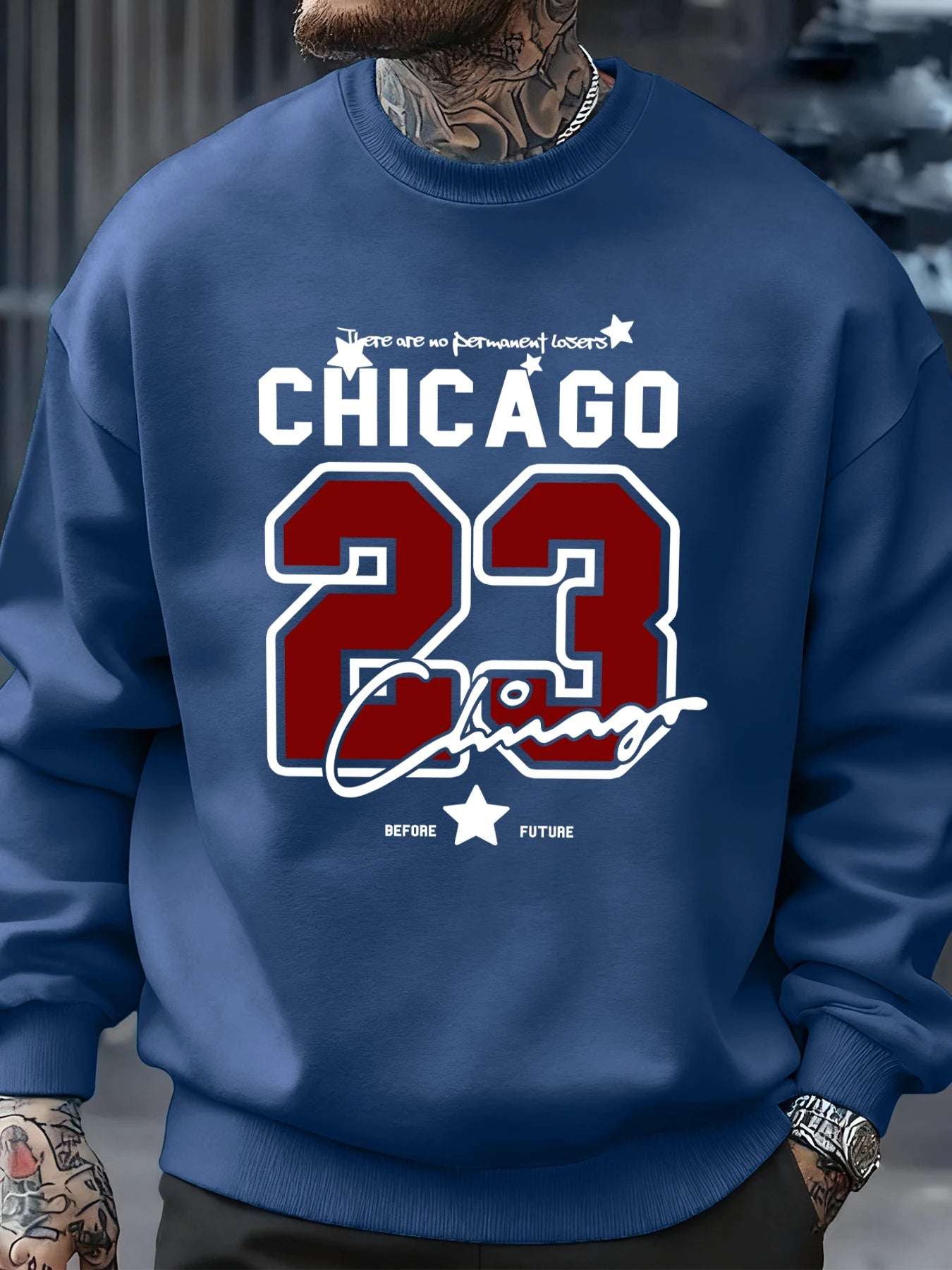 Chicago Number 23 Jersey Prints Male Sweatshirt Trendy Hip Hop Streetwear Crewneck Autumn Clothes Fleece Casual Pullover