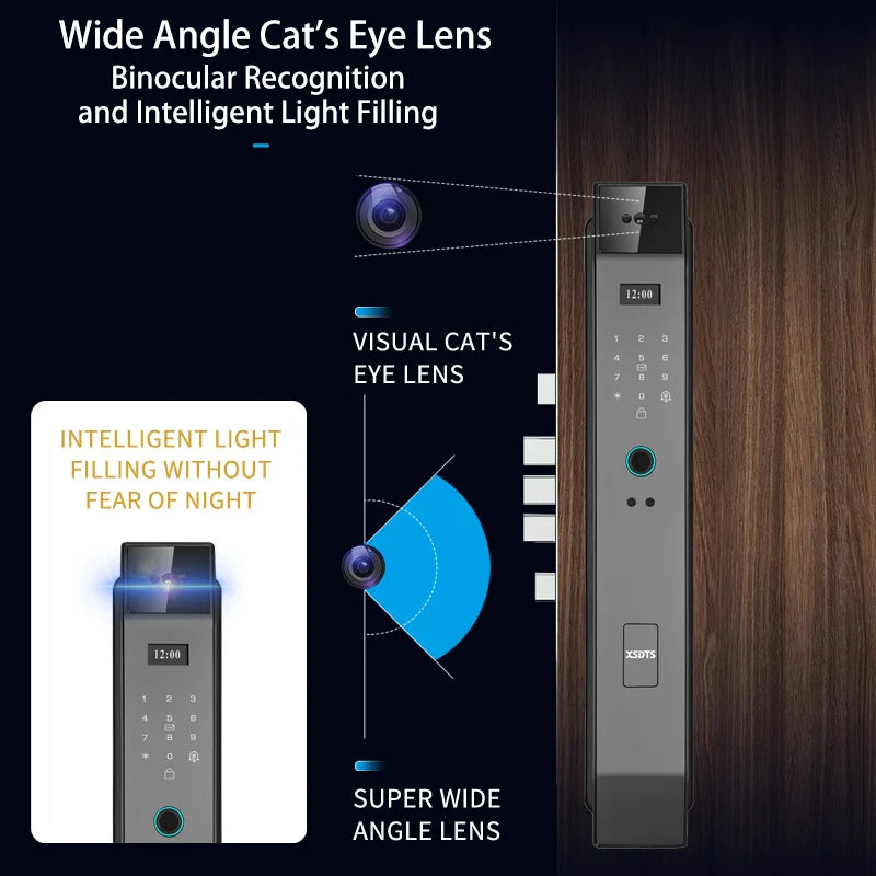 Tuya 3D Face Real-time Intercom Smart Door Lock Biometric Electronic Security Camera Intelligent Fingerprint Password Key Unlock