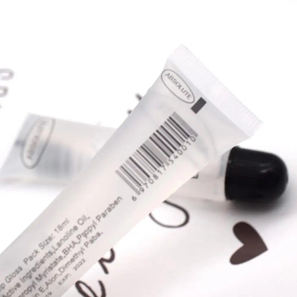 Clear Absolute lip gloss tube, a waterproof and moisturizing plumping formula for smooth, long-lasting lip makeup.