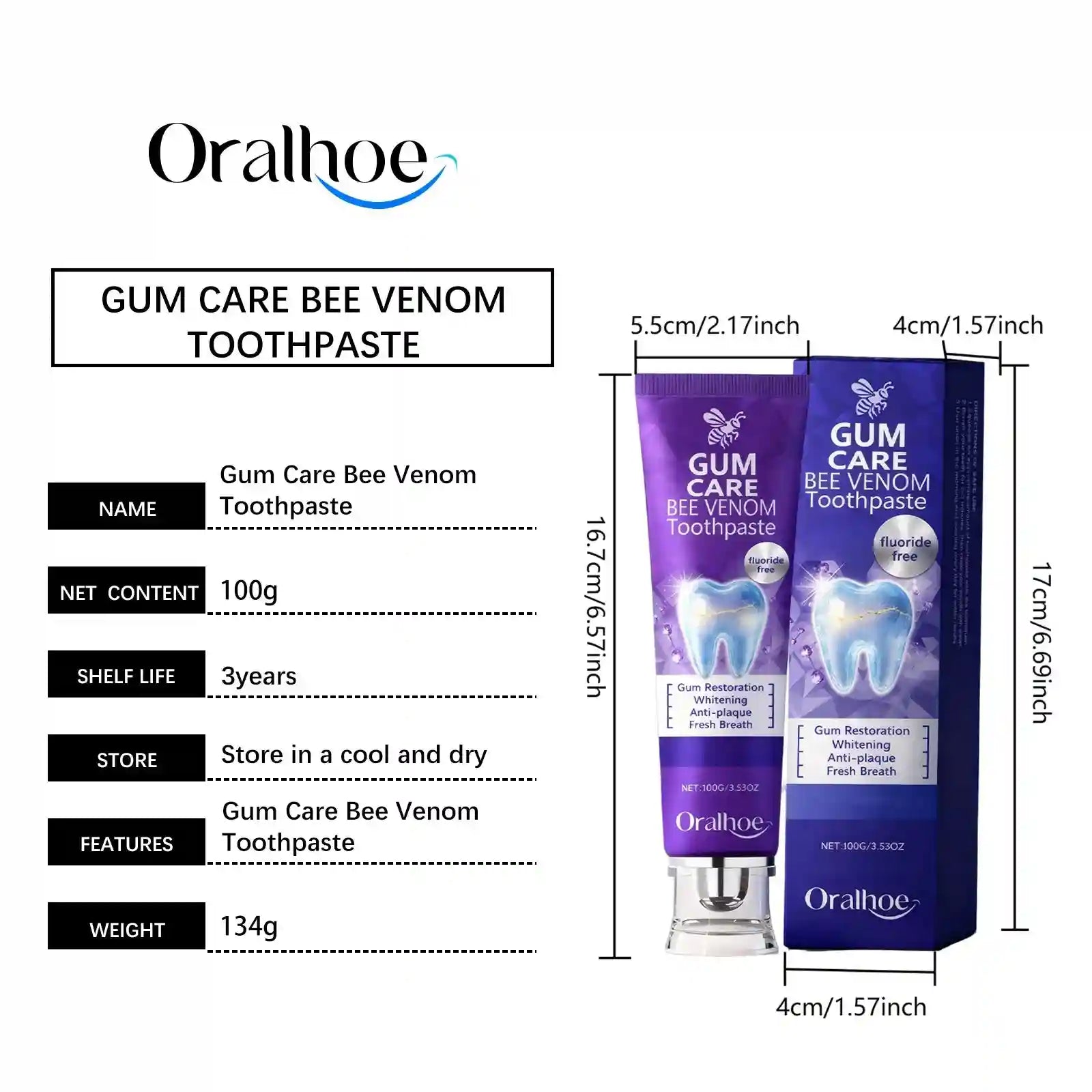 Tidesmit Bee Venom whitening toothpaste gel for deep cleaning, stain removal, and fresh minty breath oral care