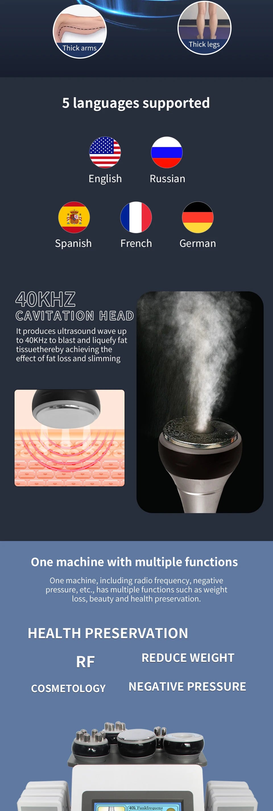 Ultrasonic Cavitation Machine for Body Sculpting and Firming Tidesmit Body Shaping Massage Equipment Tidesmit