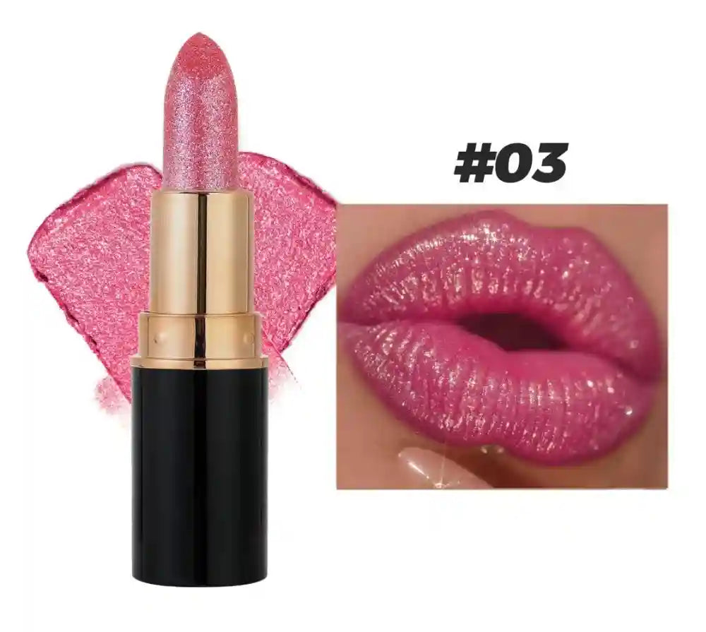 Metallic Glitter Waterproof Lipstick - Long-Lasting Shimmer Formula Lip Care Tidesmit