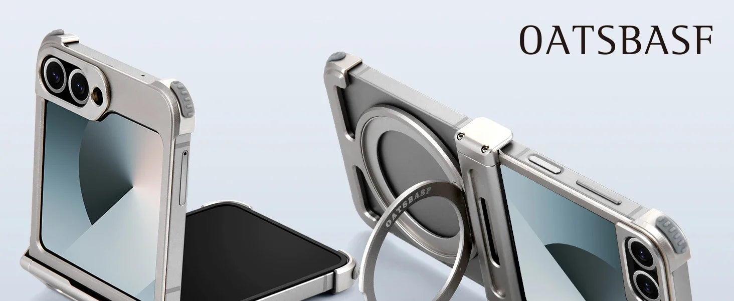 Samsung Galaxy Z Flip 7 Metal Frame Case with 360 Ring - Titanium Tidesmit