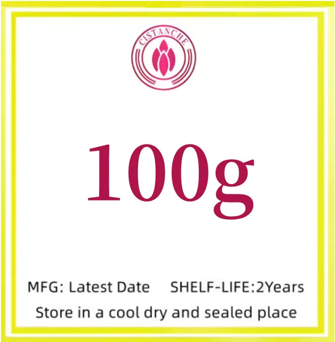 Cistanche adaptogen powder in 100g retail packaging for health and wellness support.