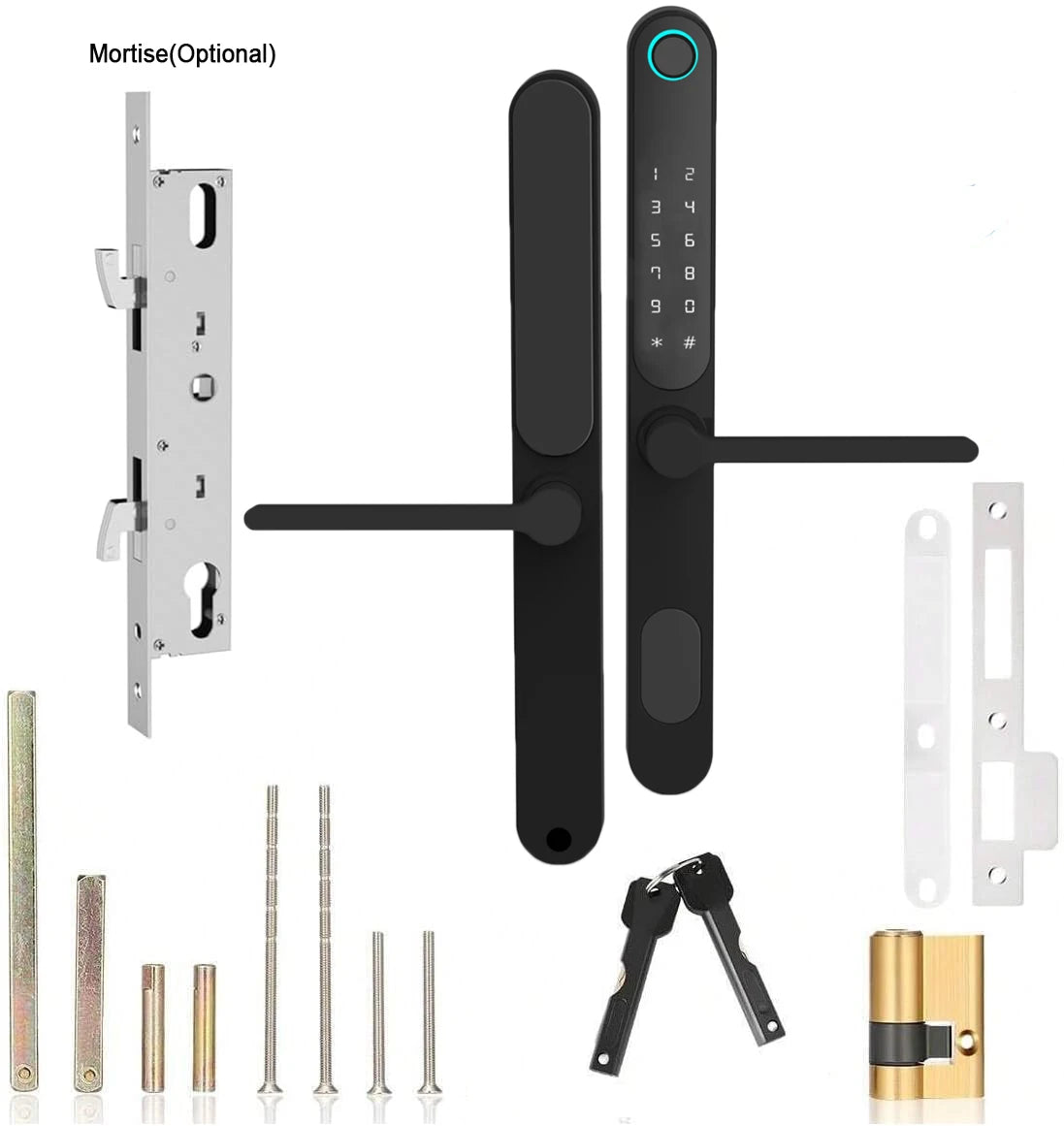 Tuya Bluetooth Smart Door Lock IP66 Waterproof Fingerprint Lock for Outdoor Gate Apartment Narrow Frame Door EU 85 Mortise