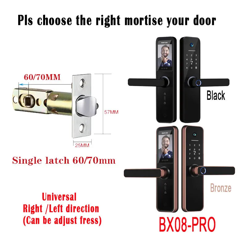 Tuya visual Wifi Digital Electronic Smart Fingerprint Door Lock With Biometric Camera intelligence Card Password Key Unlock