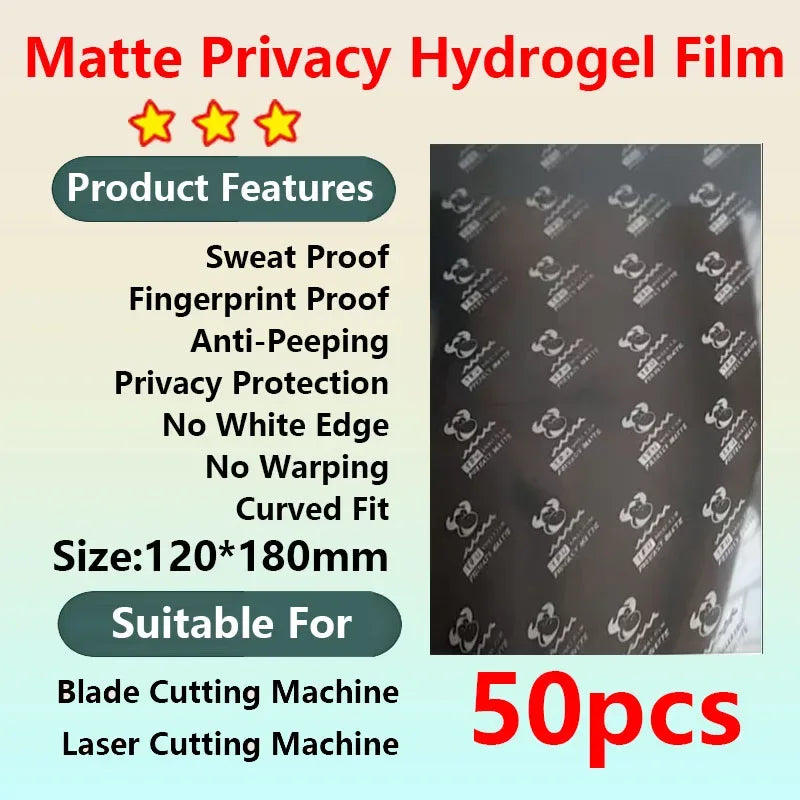 Hydrogel Screen Protector 50 Pack - Anti-Peep & Matte Finish Matte Privacy 50pcs Hydrogel Film 50pcs Tidesmit