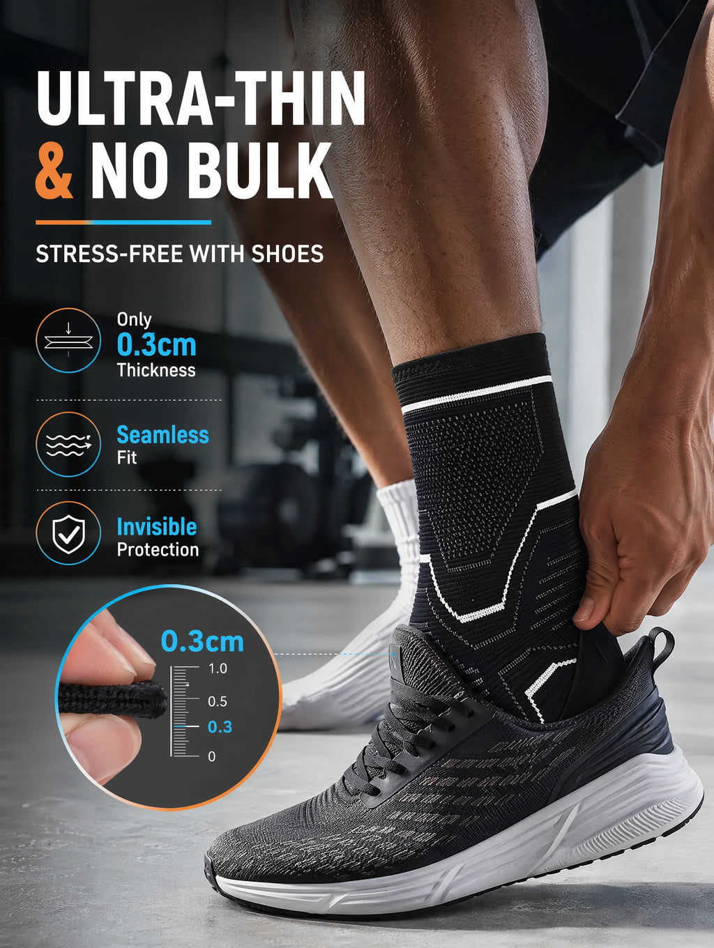 Ankle Brace Support Sleeve 3D Compression Ankle Protector Anti-Sprain Breathable Elastic for Running Basketball Gym Fitness Men