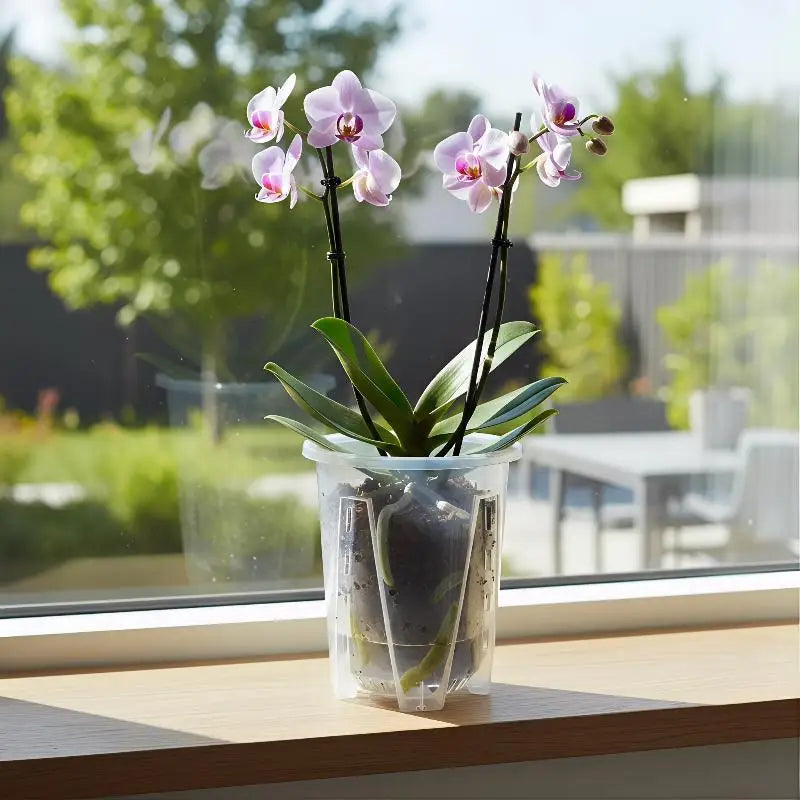 Double-Layer Automatic Watering Flower Pot Plastic Transparent PlanterW Holes Butterfly Orchid Root Control Pots Gardening Tool