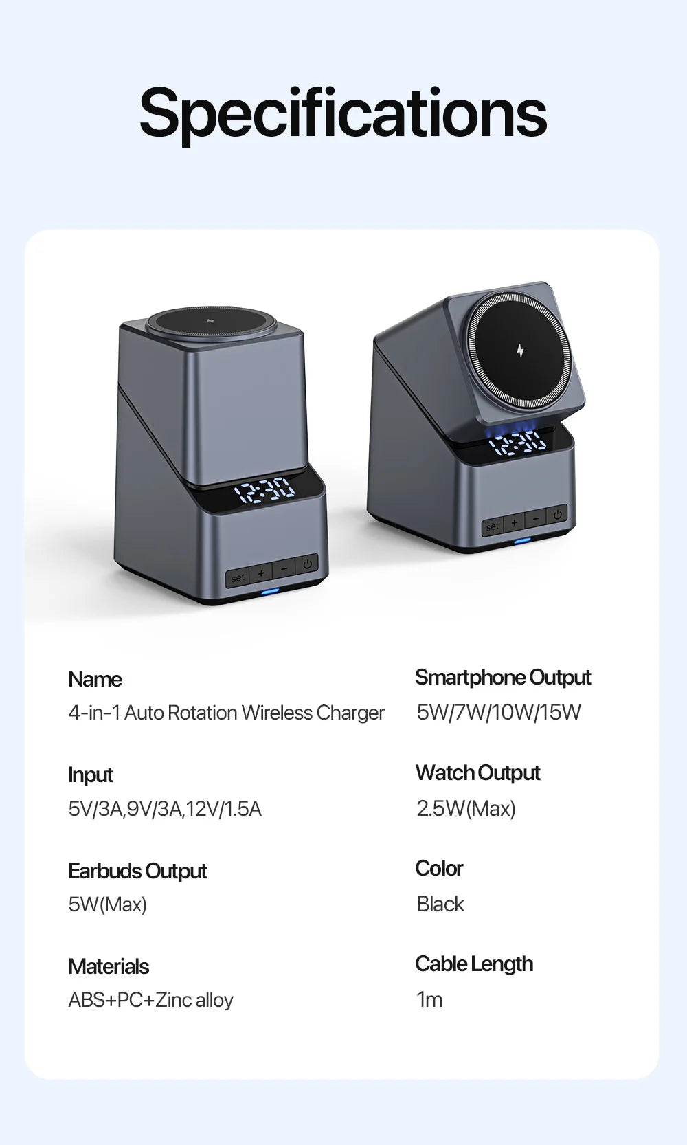 4 in 1 Wireless Charger: Qi Certified Fast Charging Station for Apple Tidesmit