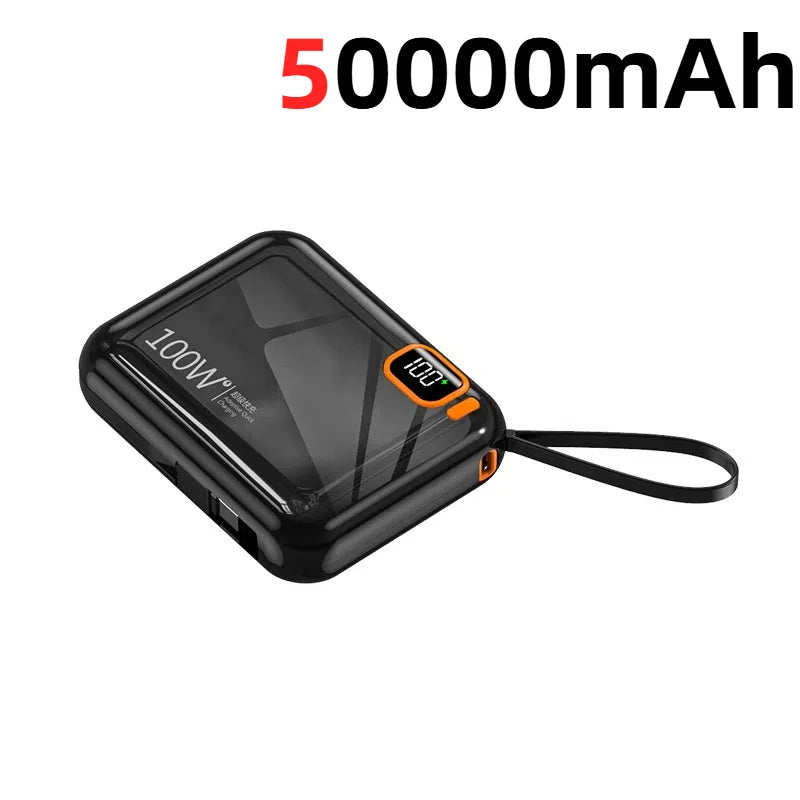Tidesmit 50000mAh Fast Charging Power Bank with Detachable Cable black 50000mAh Tidesmit