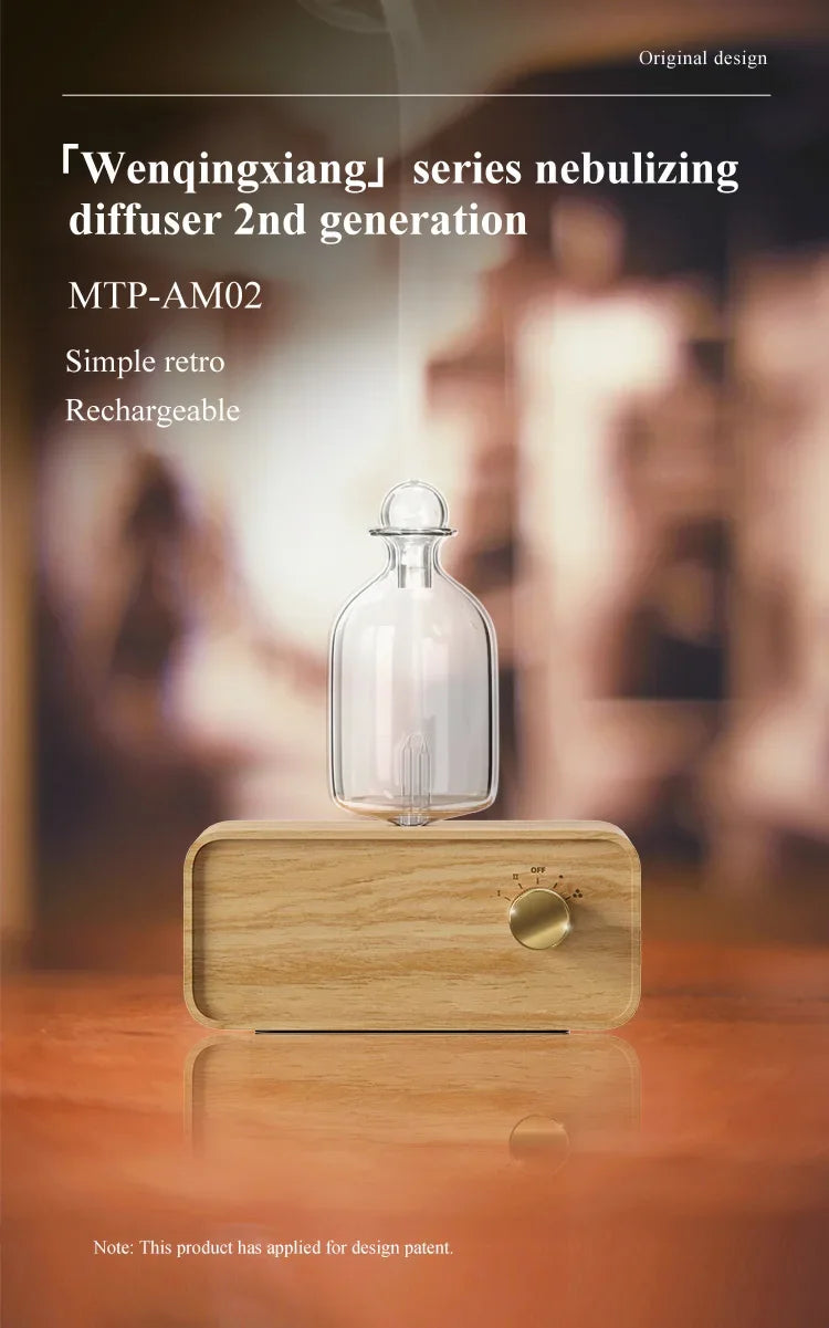 Aromatherapy Diffuser Professional Wood and Glass Essential Oil Diffuser Nebulizer Nebulizing 2600mAh Scent Machine Waterless