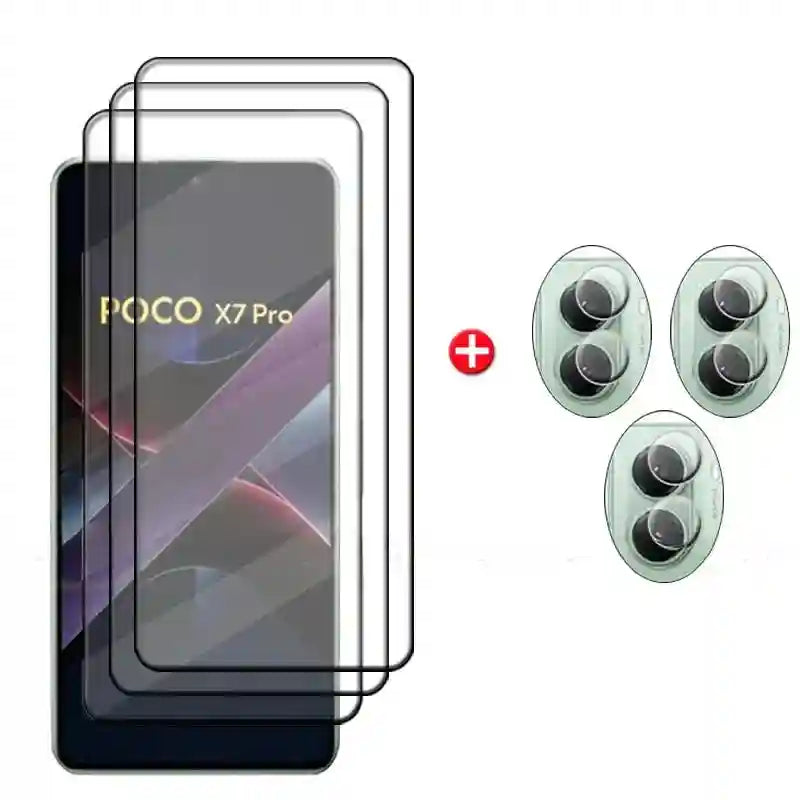 Poco X7 Pro Screen Protector: 6-in-1 Tempered Glass & Lens Kit AE 3 Glass and 3 Lens For Poco X7 Pro Tidesmit