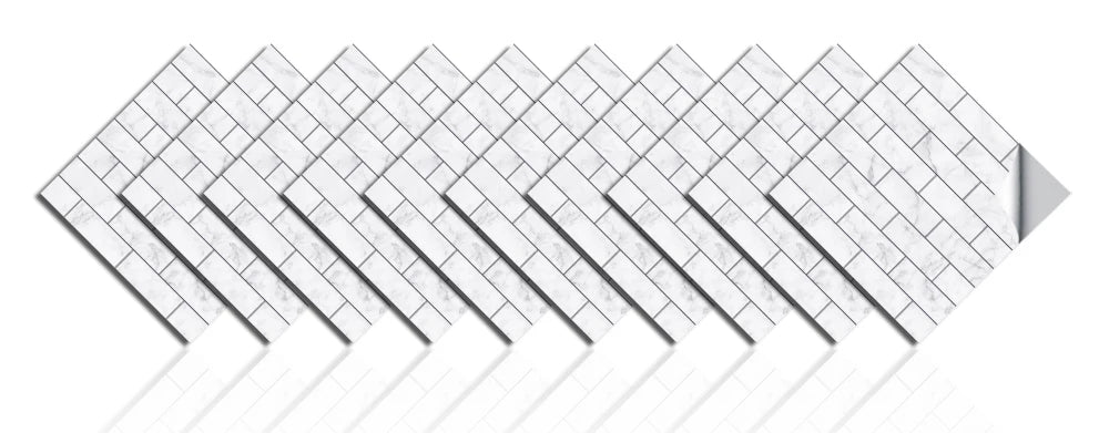 10pcs/set Flat Marble Mosaic Tiles Sticker Transfers Covers For Kitchen Bathroom Tables Peel & Stick Waterproof Art Wall Decals