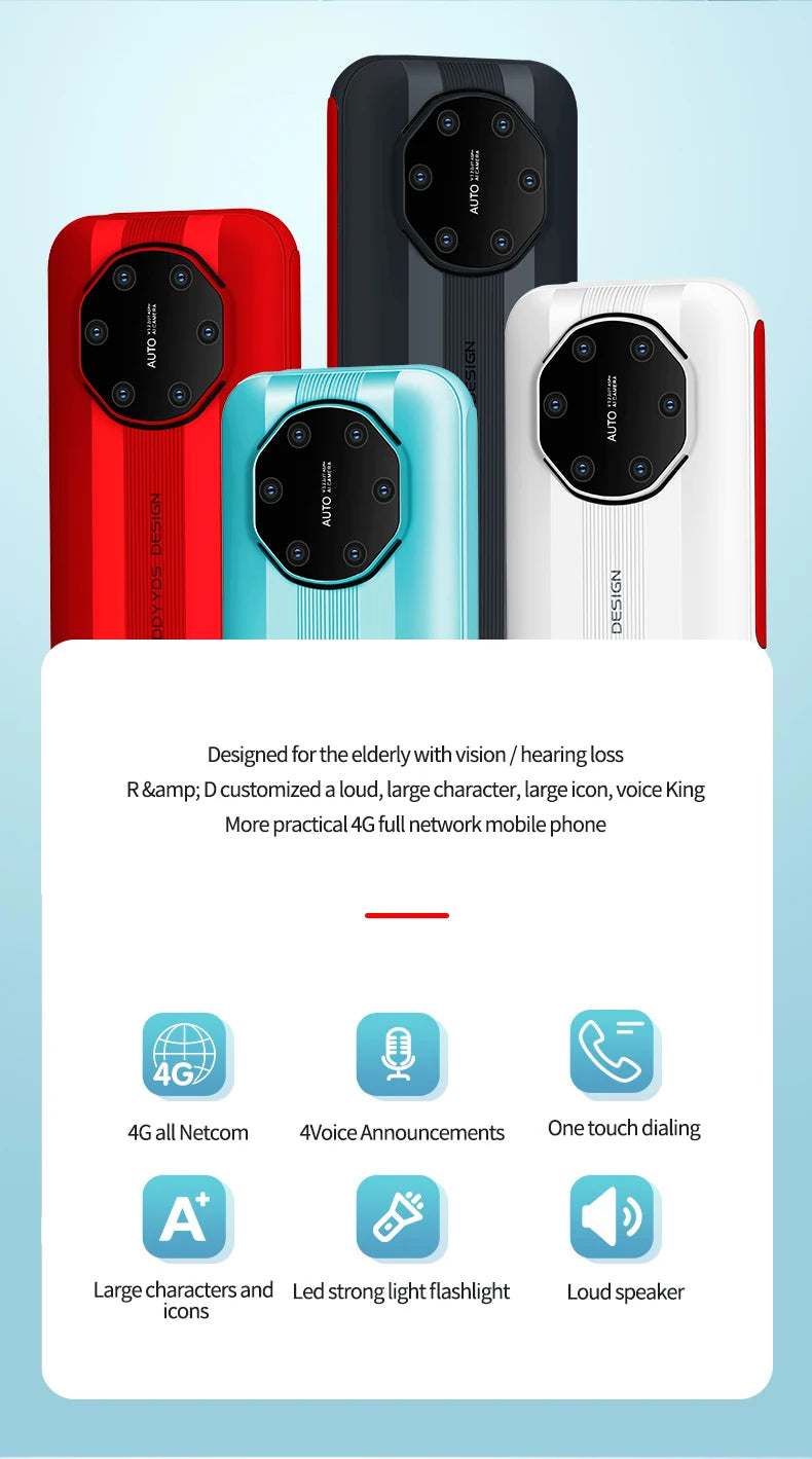 New HOSWN H29 4G Cellphone 2.8Inches Screen LTE Dual SIM Cards 6800mAh With Loud Speaker Powerful Flashlight Mobile Phone
