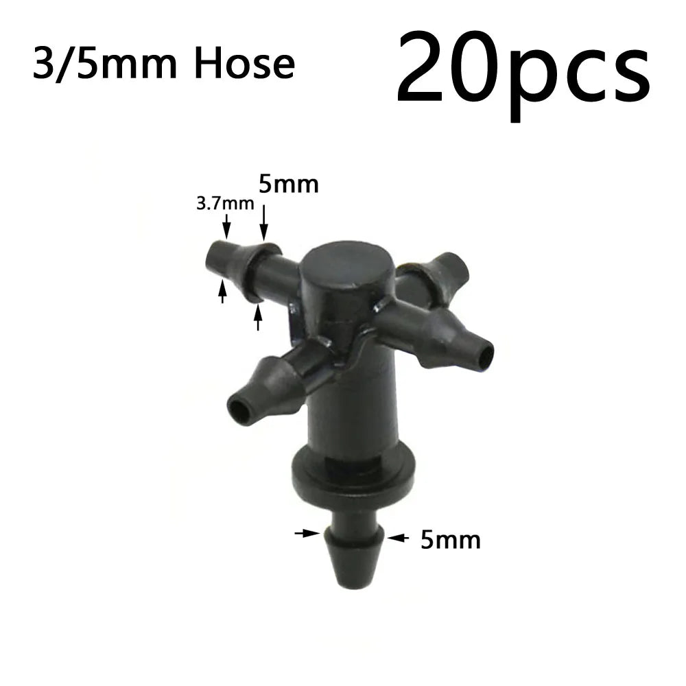 Garden Drip Irrigation Dropper 1/8" 2/4-Way Water Pipe Connector 4/7mm To 3/5mm Hose Bend Arrow Emitter Watering Dripper