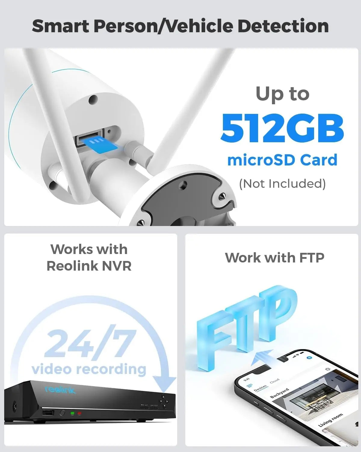 REOLINK 5MP Plug-in Outdoor WiFi Security Camera Security IP67 Smart Motion Detection Dual Wi-Fi IP Camera for Home Surveillance
