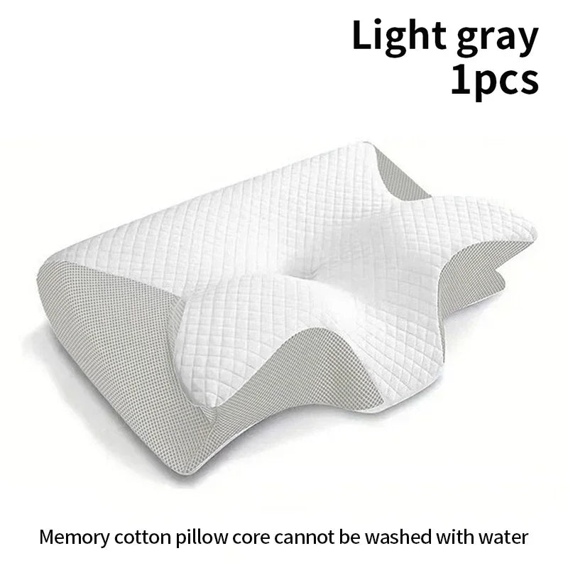 Memory Foam Ergonomic Pillow for Neck Support - High Density Foam Massage Cushion Light gray Tidesmit