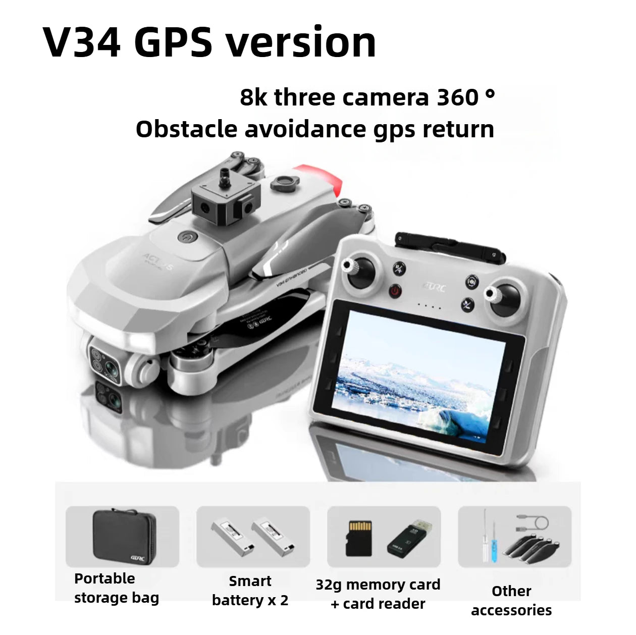 Tidesmit 4K GPS Foldable Camera Drone with Obstacle Avoidance V34-GPS-2B Tidesmit