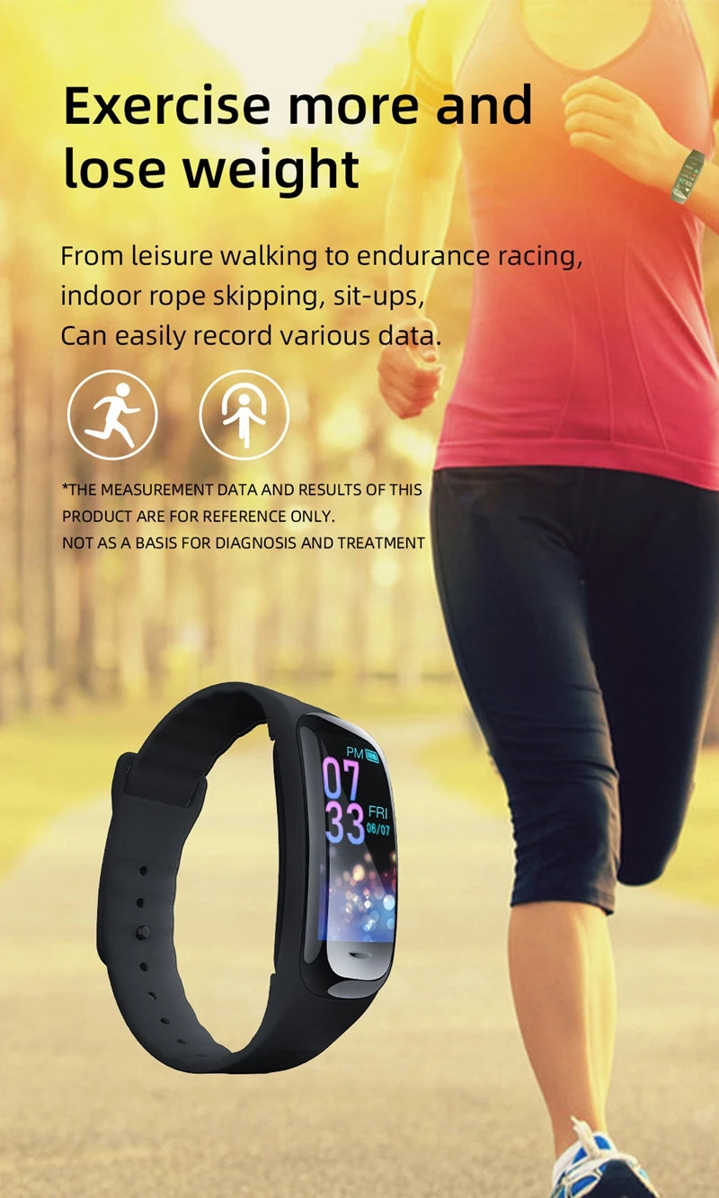 Smart Watch C1 Plus Bluetooth Step Counting Sports Bracelet Fitness Tracker Heart Rate Blood Pressure Sleep Men Women Gift