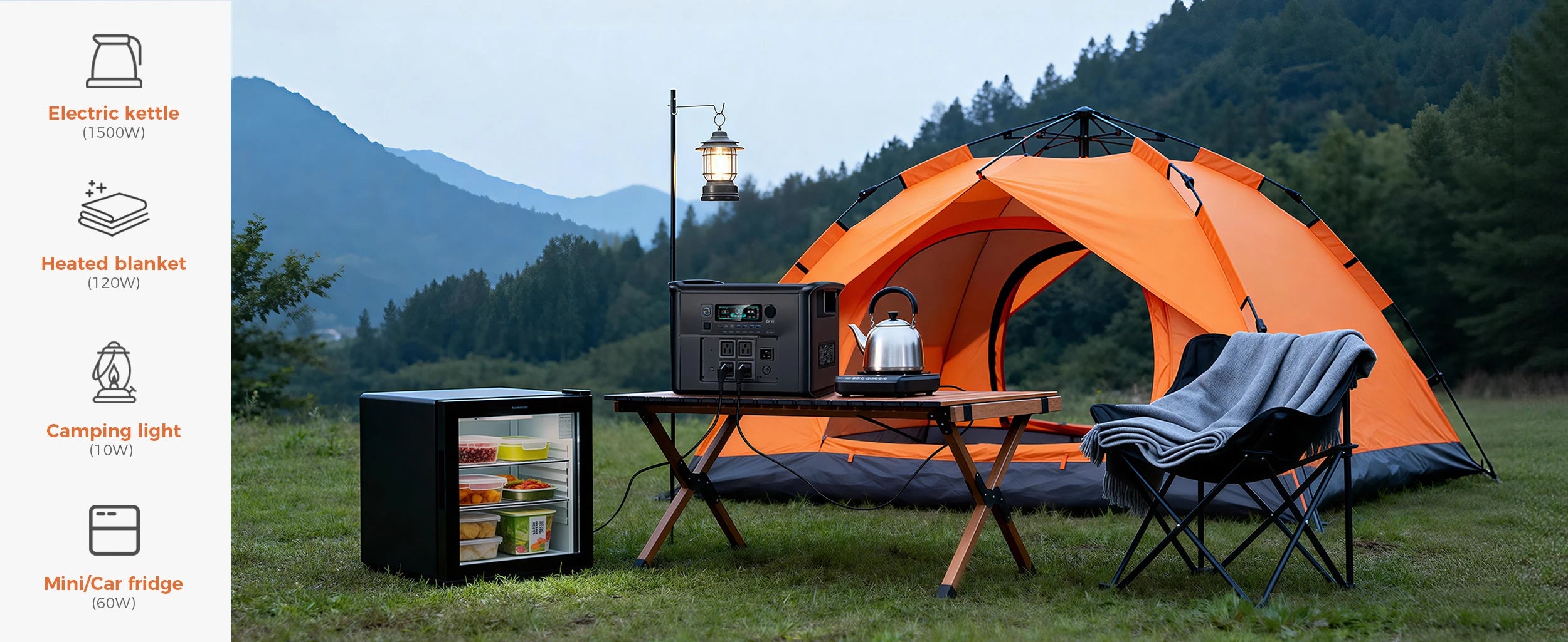 CTOLITY 2400W 200W Power Station Outdoor Camping Portable 2048Wh Solar Generator LiFePO4 Battery 110V 192Wh Power Bank Home Backup Power Supply Emergency Battery