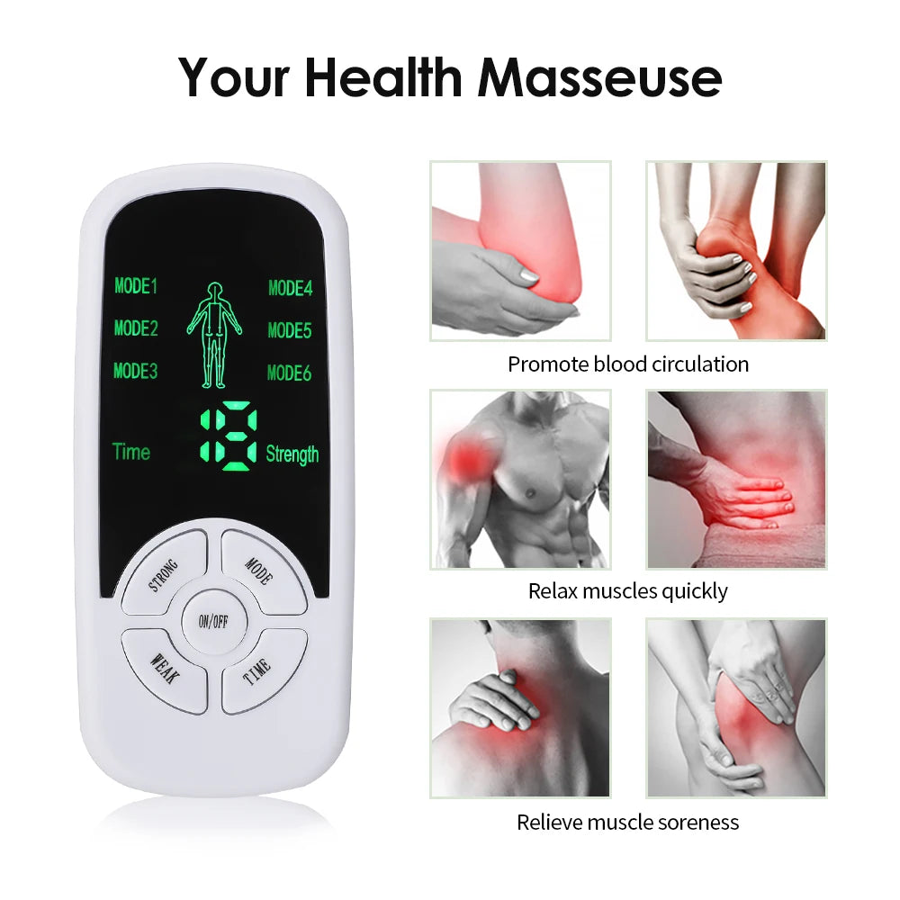 Electric Muscle Stimulator for Pain Relief - 6 Mode Wellness Device Relaxation Treatment Tidesmit