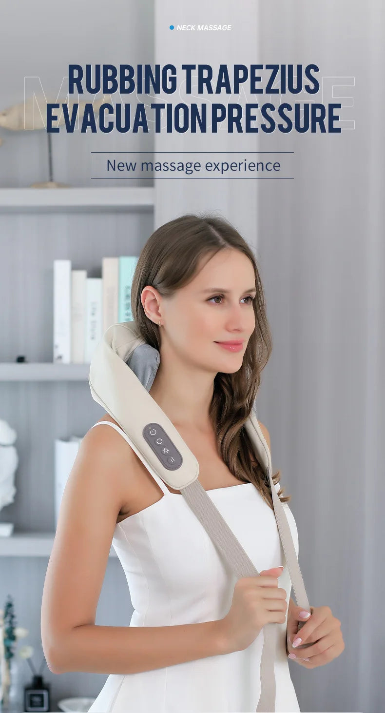 Electric Neck and Shoulder Massager - Rechargeable Deep Tissue Shawl Back Massage Instrument Tidesmit