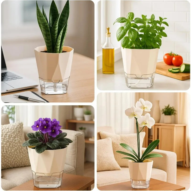 1/3PCS Self Watering Plants Pots Preventing Plant Drought Plastic Flowerpot with Injection Hole Indoor Outdoor Garden Supplies