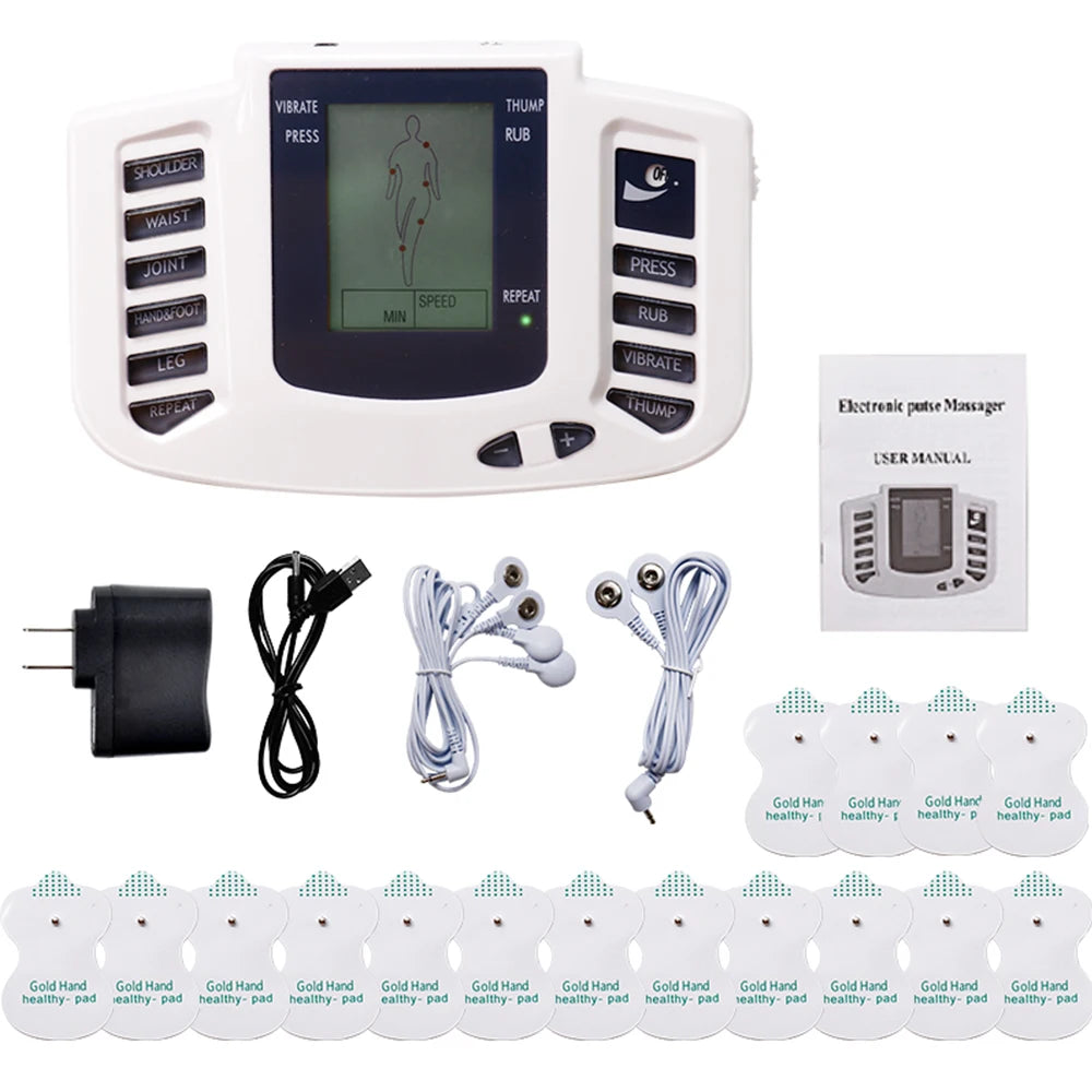 TENS Muscle Stimulator 16-Pad System with 10 Intensity Levels Massage Cushion Tidesmit