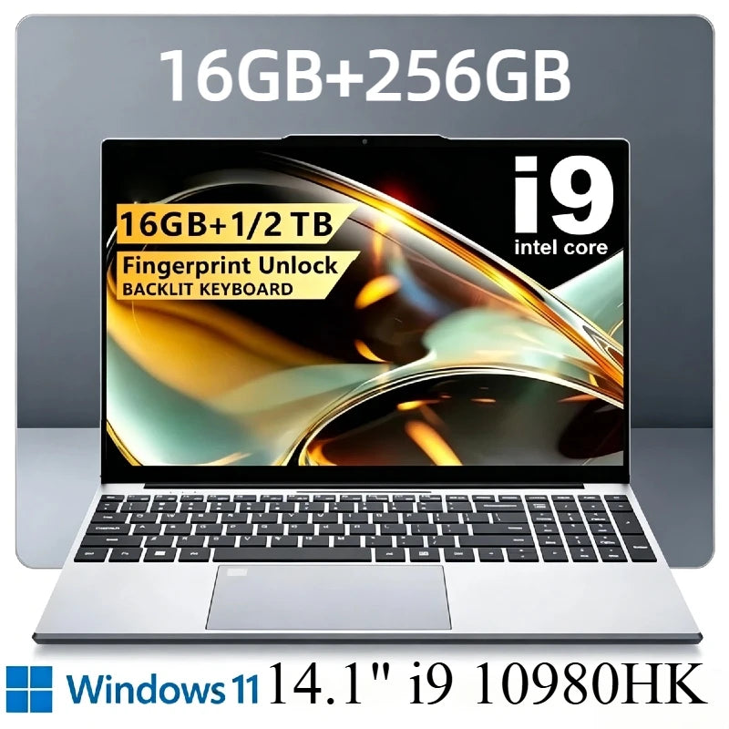 14.1 Inch Intel Core i9 10980HK Windows 11 Pro Laptop 32GB DDR4 2TB SSD Gaming Office PC Gamer Portable Notebook Computer Max