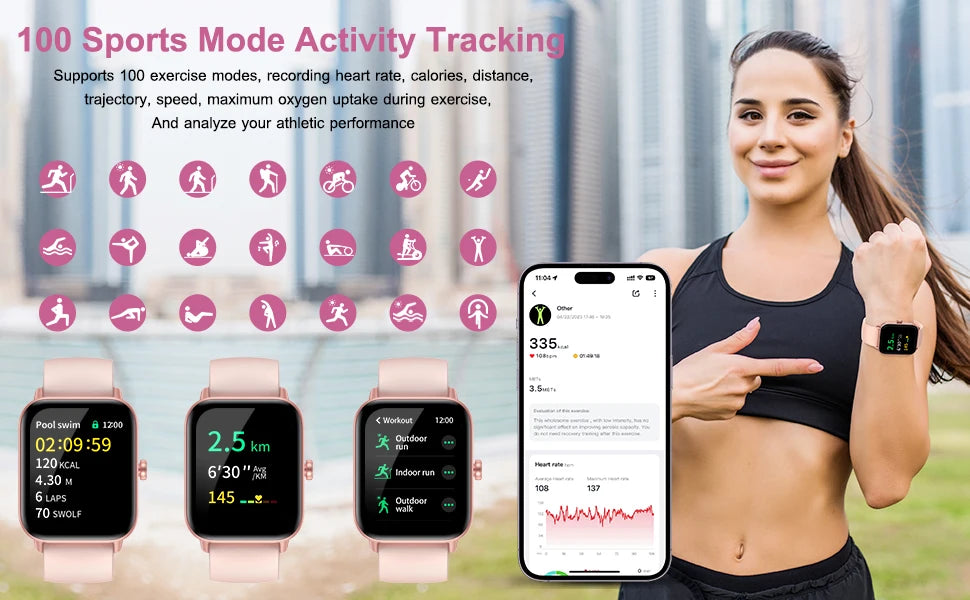 YLL-HRS  Call Blood Oxygen Heart Rate Sleep Fitness Tracker Notification Weather IDW19 1.8inch IP68 Smart Watch