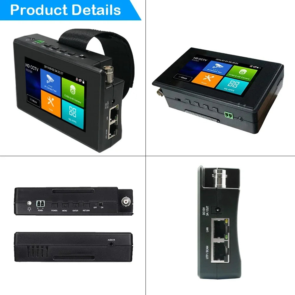 4 Inch Wrist CCTV Tools H.265 AHD CVI TVI CVBS CCTV Monitor for Analog IP Camera Tester POE Testers CFTV 4K CCTV IP Tester