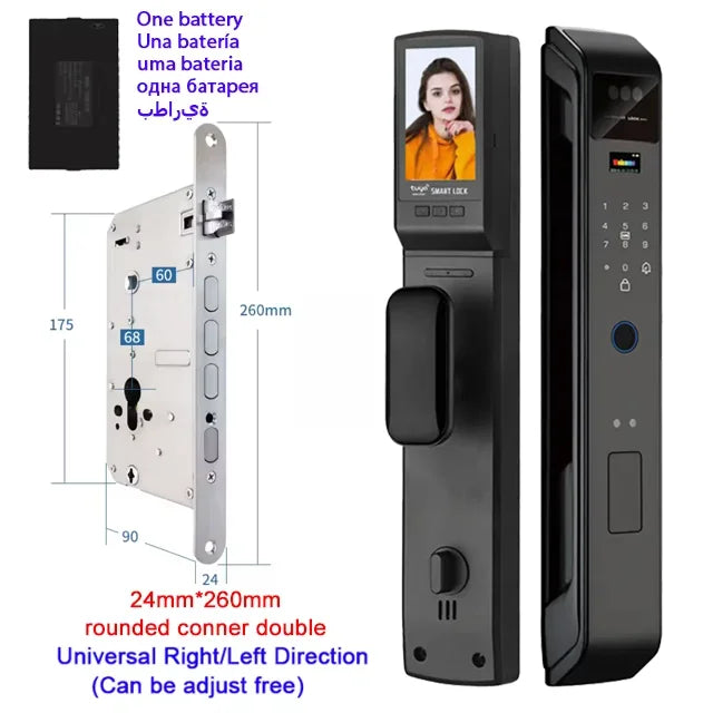 WIfi Tuya APP Remote Unlock Voice Intercom 3D Face Recognition Smart Door Lock With Camera Fingerprint Password Digitl Door Lock