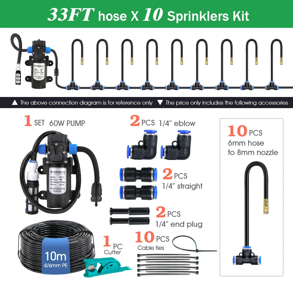 360° Free Rotate Adjustment Flexible Brass Spray Watering System Garden Cooling Pump Irrigation Set Quick Connection Interface