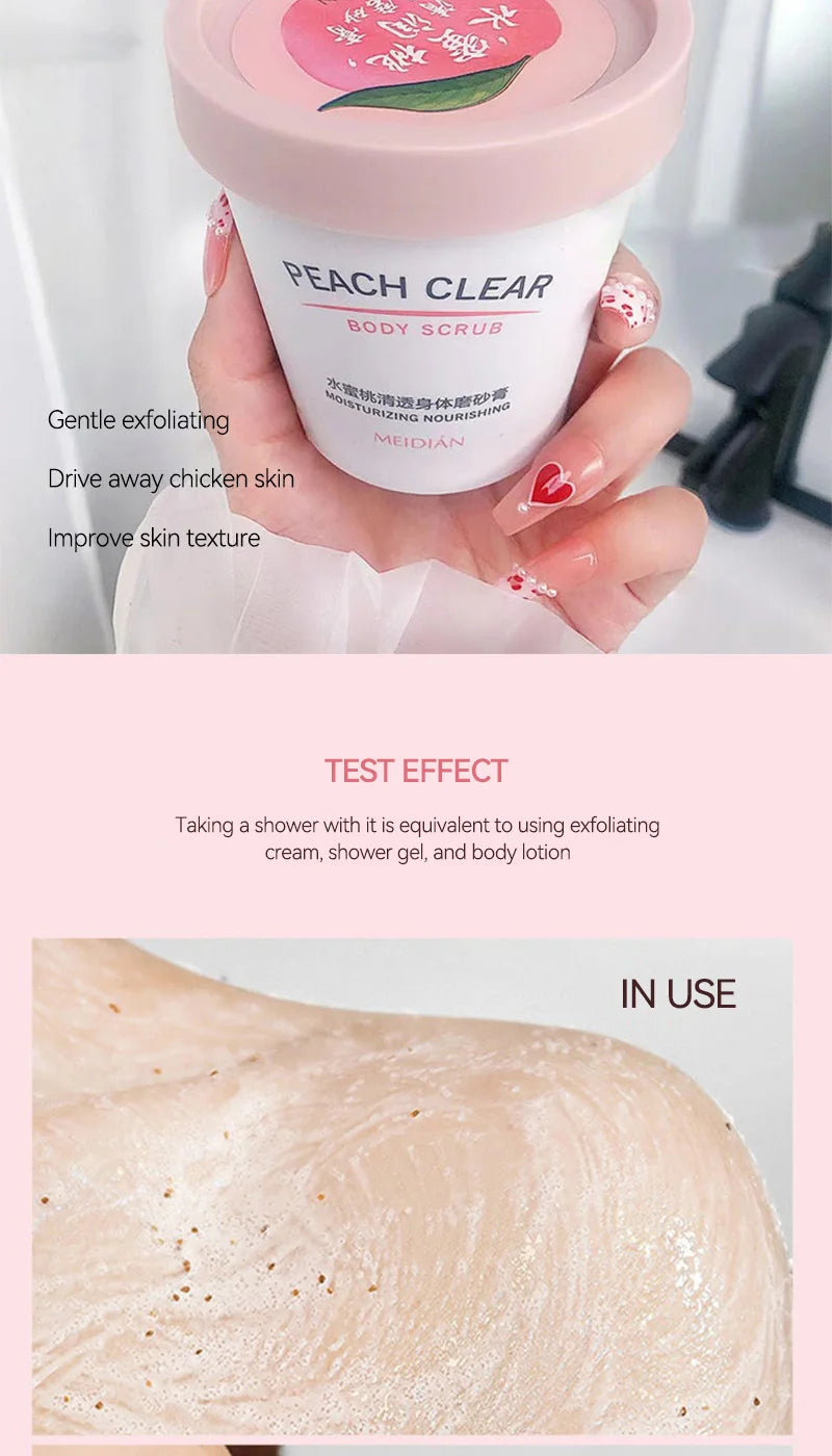 Peach Extract Body Scrub 200g - Natural Exfoliating Skin Smoothing Treatment Scrubs Treatments Tidesmit