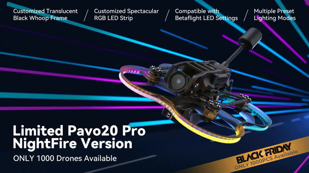 Pavo20 Pro Brushless Whoop Drone with 1104 7200KV Motors Tidesmit