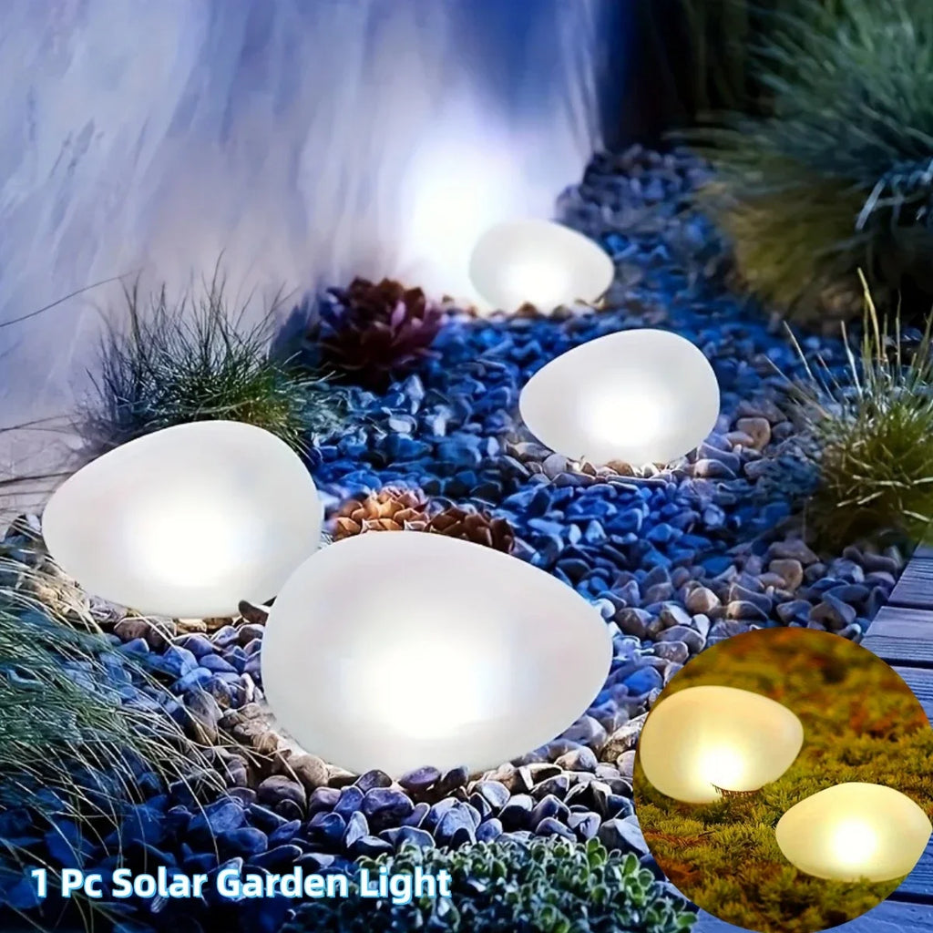 Solar Stone Light Frosted Glass Ground Lamp Outdoor Waterproof Lantern for Garden Green Light Lawn Courtyard Decorative Lamp