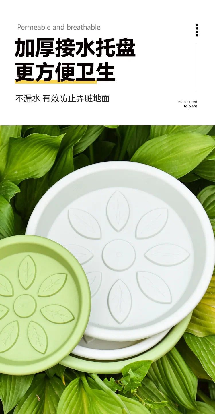 Flower Pot Lotus Leaf Edge Household Thickened Plastic Indoor Balcony Lily Wind and Wave Edge Pot 2pcs (Flower Pots Bases)