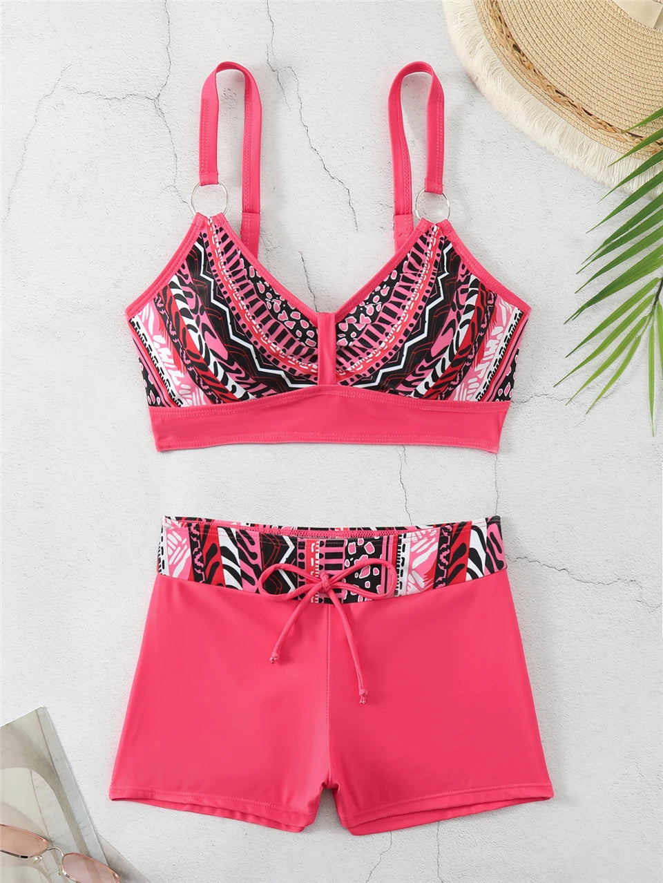 2025 High Waist Bikinis Women Sports Swimwear Print Bathing Suit Female Padded Beach Wear Bathers Swimming Swimsuit Summer