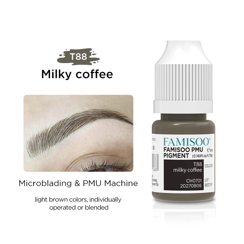 Professional Microblading Eyebrow Tattoo Ink - Long-Lasting 5ml Pigment Permanent Makeup Machines T88 Milky coffee China