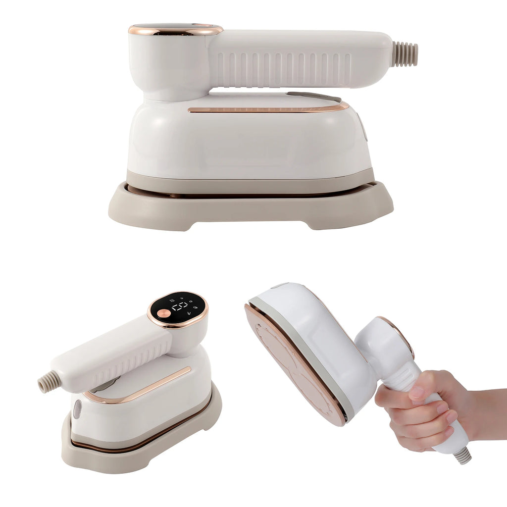 Tidesmit foldable handheld clothes steamer showing 3 gear temperature settings for fast garment wrinkle removal