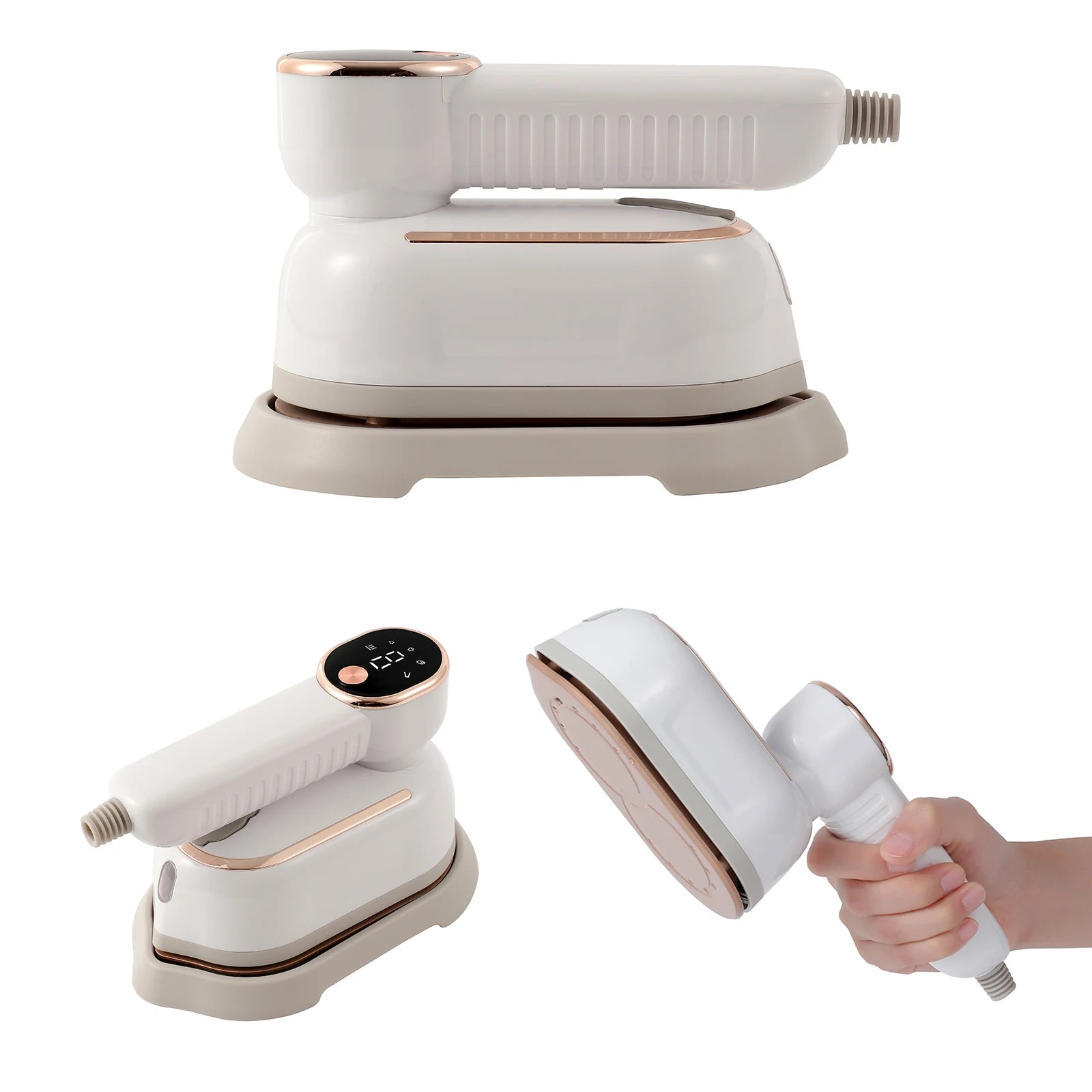 Tidesmit foldable handheld clothes steamer showing 3 gear temperature settings for fast garment wrinkle removal