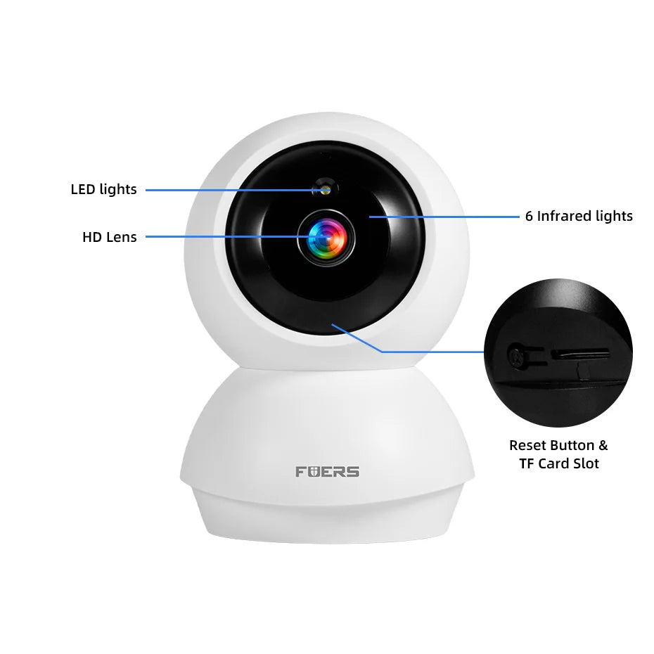 Fuers 5MP WiFi Camera Works With Tuya Smart Home Indoor Wireless IP Surveillance Camera AI Detect Security Baby Monitor
