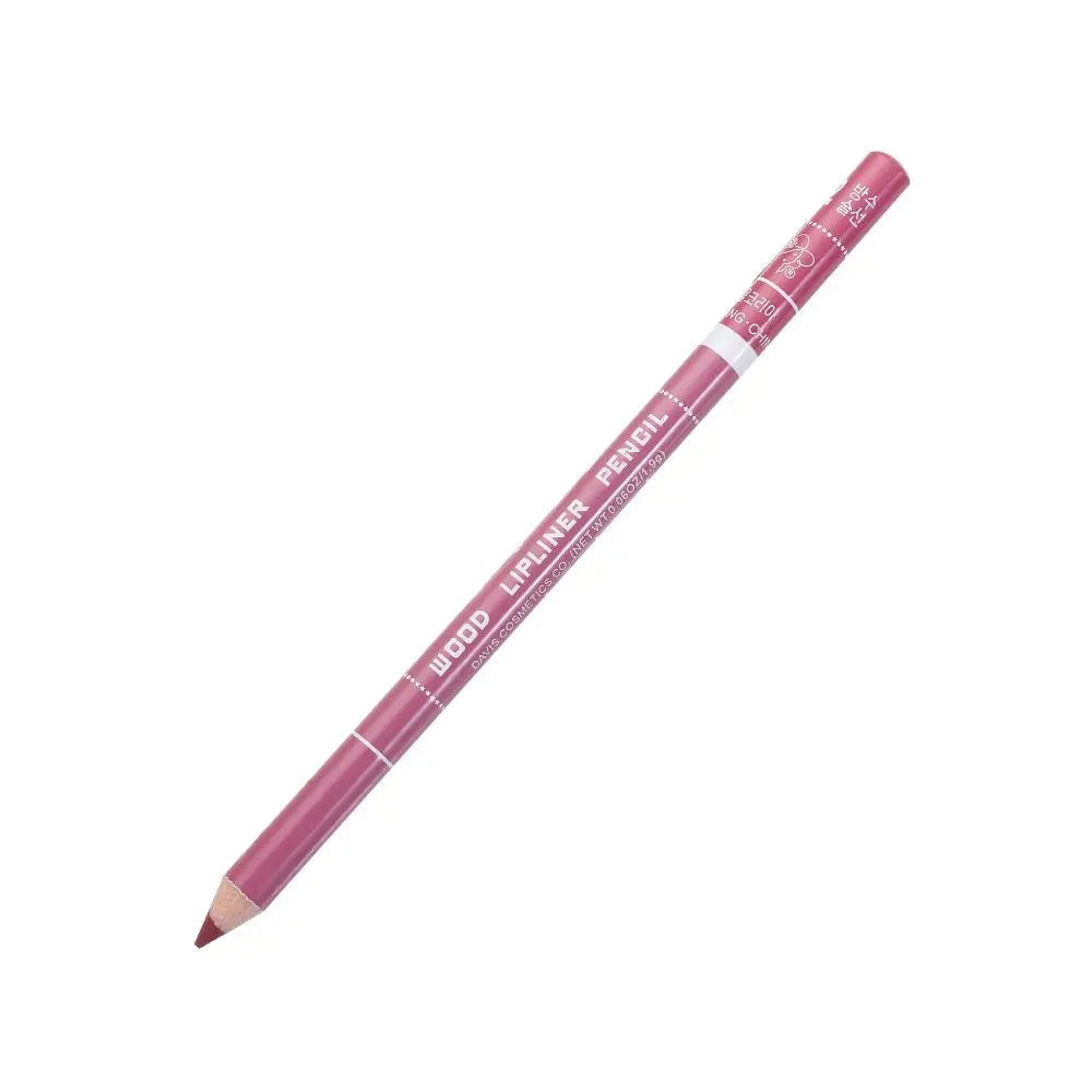 Professional mauve wood lip liner pencil for long-lasting, waterproof makeup, isolated on a white background.