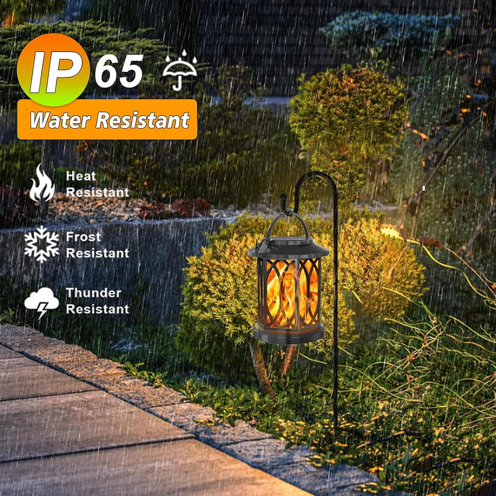 2X Solar Flame Hanging Lamp Outdoor Solar Light Garden Waterproof Flame Flickering Effect Christmas Garden Patio Yard Path Light