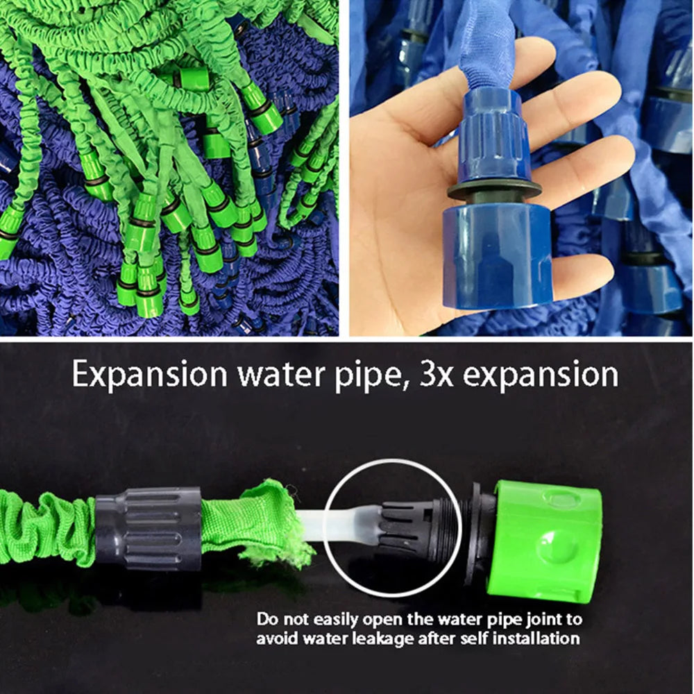 25FT-100FT Telescopic Expandable Garden Hose Kit High Pressure Spray Gun 7 Nozzle Pattern for Car Washing Yard Watering Cleaning
